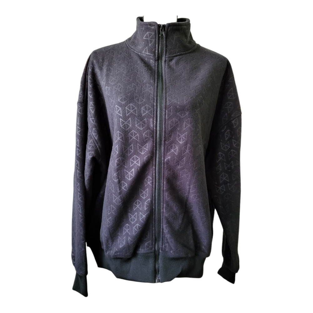 Rawgear Men’s Black Monogram Track Jacket Fleece Full Zip~ Size M NWT‎